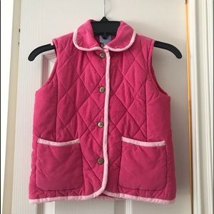 Bella Bliss Girl’s quilted vest in pink corduroy